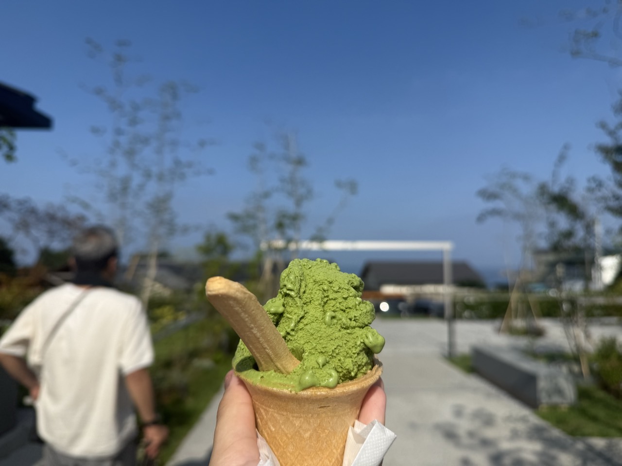カフェで人気のジェラート。🍦🥄
取材した日は天気が良くてジェラート日和でした。☀️

ジェラートはカップとコーンから選べます。
私は期間限定の抹茶味にしました！

他にも塩バニラやレモンバジルなど季節に合わせたメニューがたくさんありました。